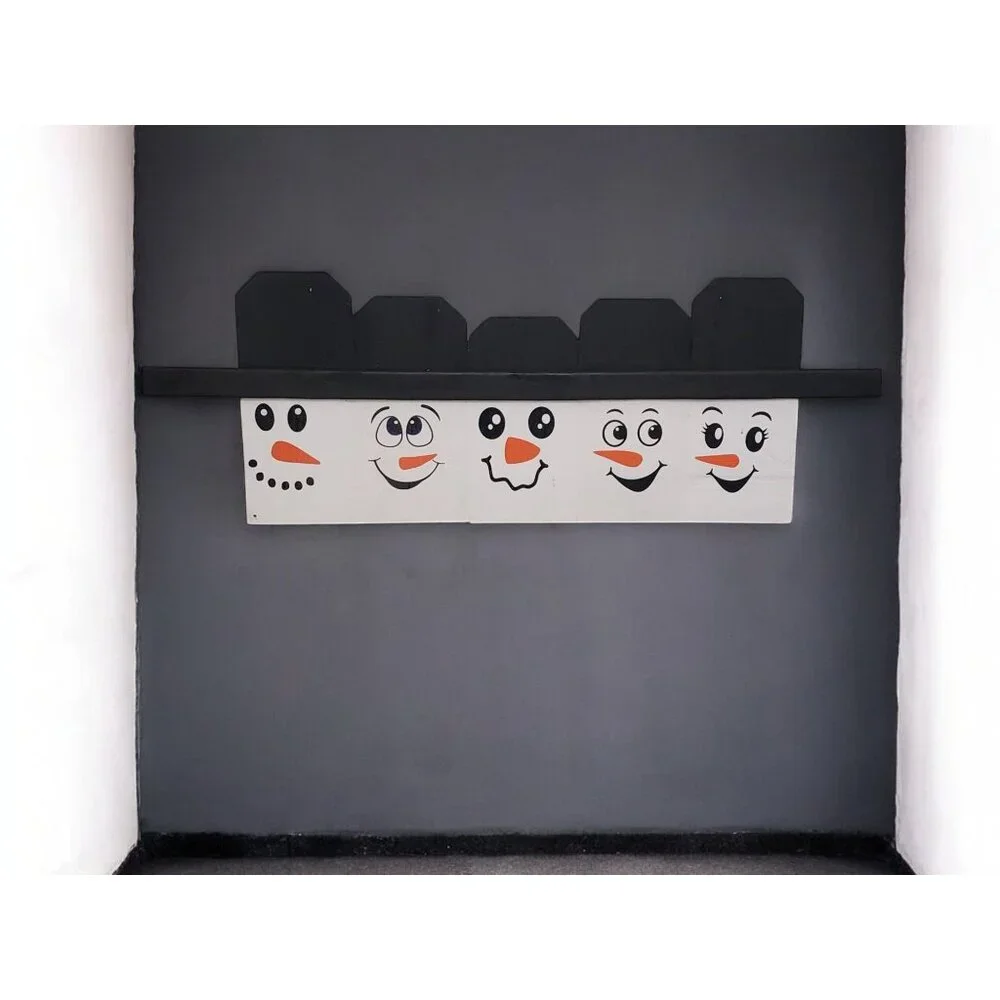 Handmade Snowman Wall Mounted Jacket Hanger With 5 Faces For Holiday Decor